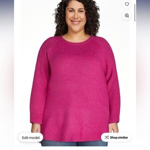 Terra & Sky Women's Plus Mixed Rib Crewneck
Sweater, Lightweight